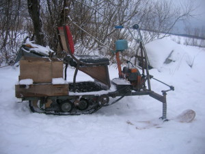 Самодельный снегоход из бензопилы
